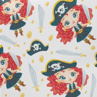 Girl Dressed Up As A Pirate Midweight Cotton Poplin