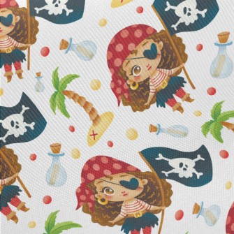 Playful One-eyed Female Pirate Midweight Cotton Poplin