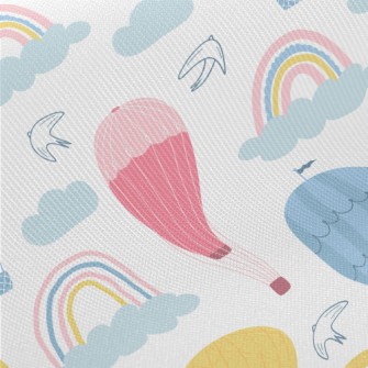 Rainbow And Hot Air Balloon Midweight Cotton Poplin