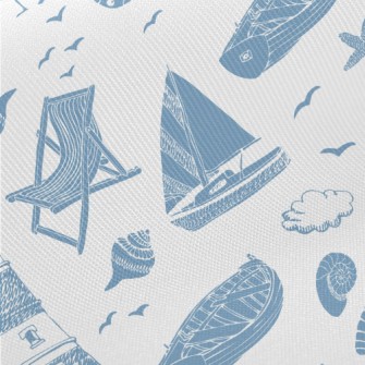 Boat Sailing Lighthouse Midweight Cotton Poplin