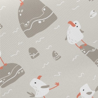 Seagull Resting On Stone Midweight Cotton Poplin