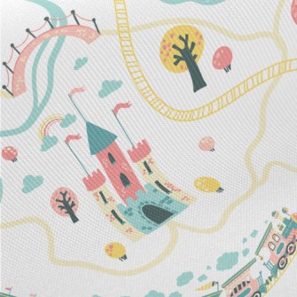 Childlike And Cute Castle Midweight Cotton Poplin
