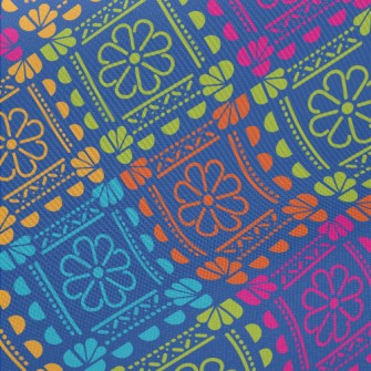 Bright Flower Tile Style Midweight Cotton Poplin