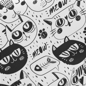 Funny Expression Cat Face Midweight Cotton Poplin