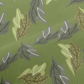 Graffiti Oak Leaves Performance Linen