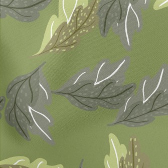 Graffiti Oak Leaves Lightweight Cotton Poplin
