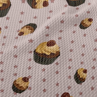 Realistic Hand-painted Cupcake Birdseye Piqué