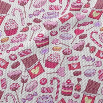 Pink Heart Dessert Candy Birdseye Piqué