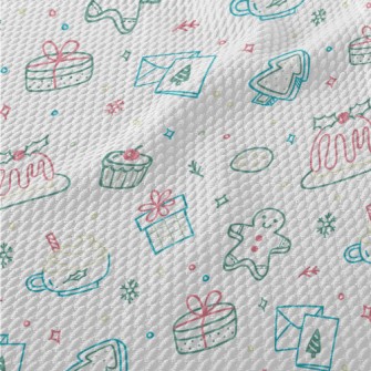 Cute Christmas Pattern Birdseye Piqué