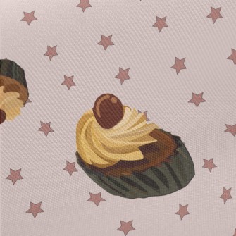 Realistic Hand-painted Cupcake Midweight Cotton Poplin