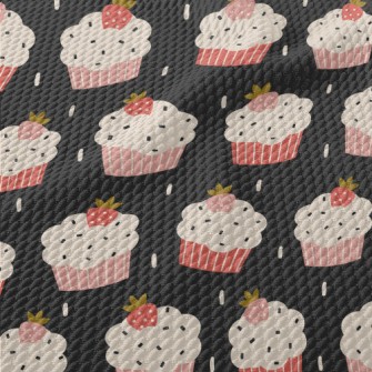 Cute Strawberry Cupcake Birdseye Piqué