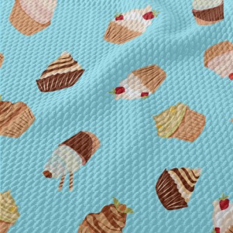 Hand Drawn Colorful Cupcakes Birdseye Piqué