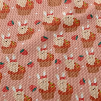Bunny In Strawberry Cupcake Birdseye Piqué