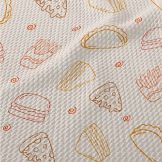 Simple Style Fast Food Pattern Birdseye Piqué