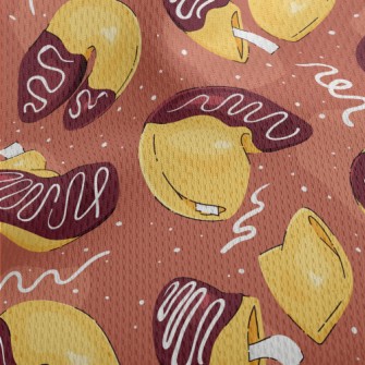 Hand Drawn Fortune Cookies Athletic Mesh Flat Back