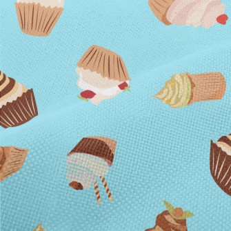 Hand Drawn Colorful Cupcakes Performance Linen