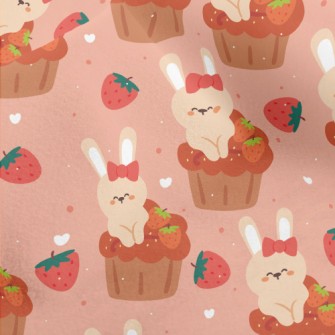 Bunny In Strawberry Cupcake Micro Fleece