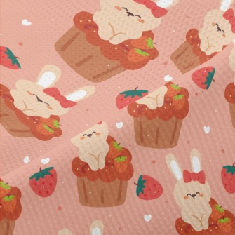 Bunny In Strawberry Cupcake Piqué
