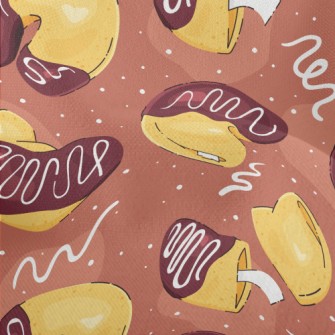 Hand Drawn Fortune Cookies Lightweight Performance Linen