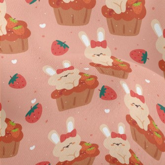 Bunny In Strawberry Cupcake Lightweight Performance Linen