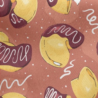 Hand Drawn Fortune Cookies Jersey Backed Fleece