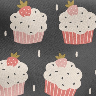 Cute Strawberry Cupcake Jersey Backed Fleece
