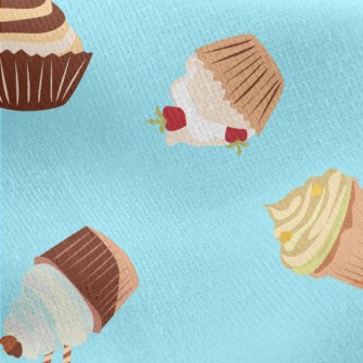 Hand Drawn Colorful Cupcakes Jersey Backed Fleece