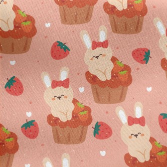 Bunny In Strawberry Cupcake Jersey Backed Fleece