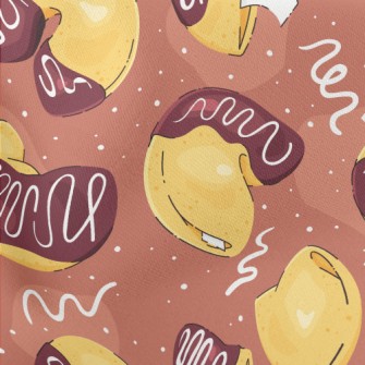 Hand Drawn Fortune Cookies Lightweight Cotton Poplin