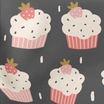 Cute Strawberry Cupcake Lightweight Cotton Poplin