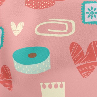 Hand Drawn Love Heart Paper Cl Lightweight Cotton Poplin