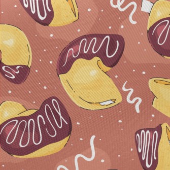 Hand Drawn Fortune Cookies Midweight Cotton Poplin