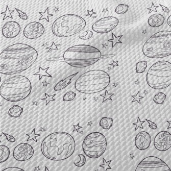 Planets And Meteors Birdseye Piqué