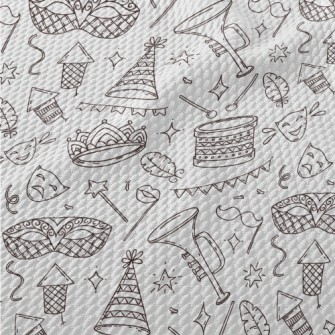 Doodle Carnival Masks And Musi Birdseye Piqué