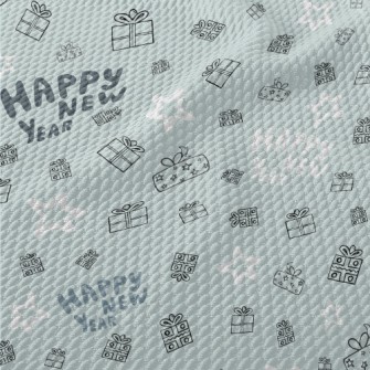 Happy New Year And Gift Stars Birdseye Piqué