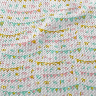 Cute Hand Drawn Colorful Banne Birdseye Piqué