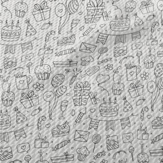 Line Birthday Cake Banner Gift Birdseye Piqué