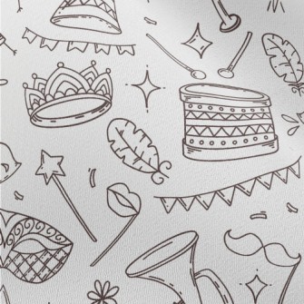 Doodle Carnival Masks And Musi Chiffon