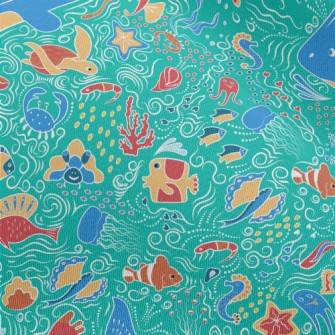 Doodle Various Marine Life Chiffon