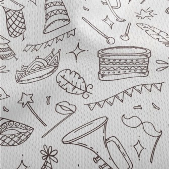 Doodle Carnival Masks And Musi Athletic Mesh Flat Back