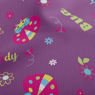 Colorful Ladybug Flowers Athletic Mesh Flat Back