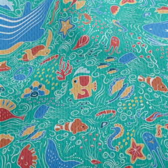 Doodle Various Marine Life Athletic Mesh Flat Back