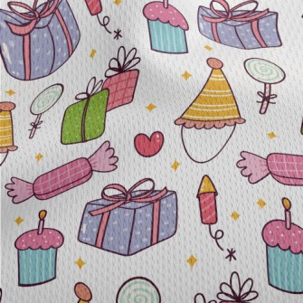 Party Hat Gift Cake Candy Athletic Mesh Flat Back