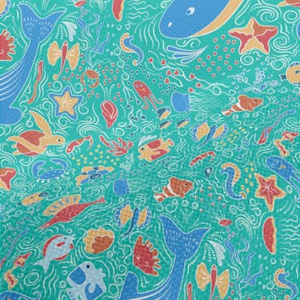 Doodle Various Marine Life Performance Linen