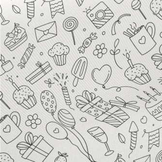 Line Birthday Cake Banner Gift Twill