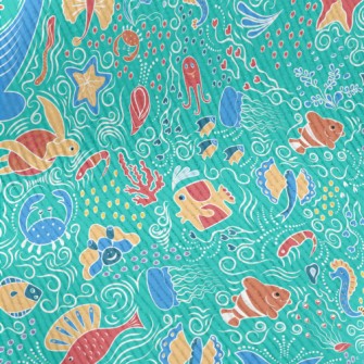 Doodle Various Marine Life Standard Corduroy