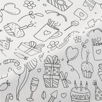 Line Birthday Cake Banner Gift Piqué
