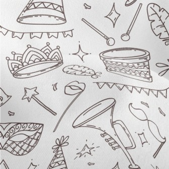 Doodle Carnival Masks And Musi Lightweight Performance Linen