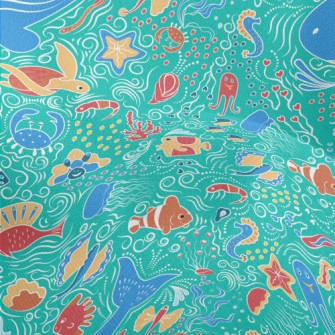 Doodle Various Marine Life Lightweight Performance Linen