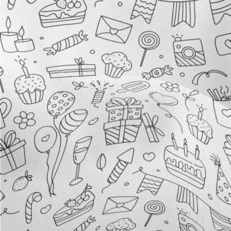 Line Birthday Cake Banner Gift Lightweight Performance Linen